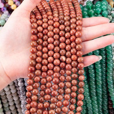 Gold Sandstein Runde Perle Naturkristall Edelstein Loose Perlen Stränge für DIY Schmuckherstellung