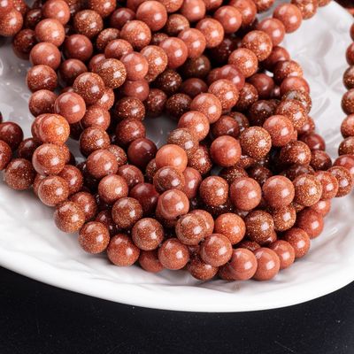 Gold Sandstein Runde Perle Naturkristall Edelstein Loose Perlen Stränge für DIY Schmuckherstellung