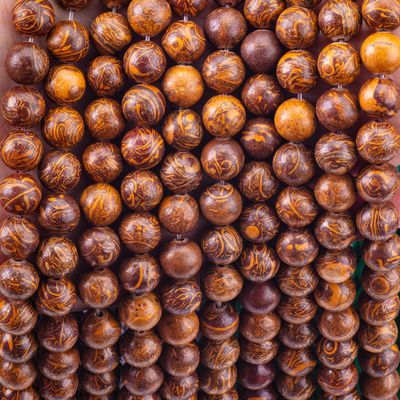 Goldgefächerter Jade, Runde Perle, Naturkristall, Edelstein, Locker-Perlenstränge für die Schmuckherstellung