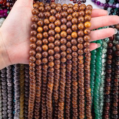 Goldgefächerter Jade, Runde Perle, Naturkristall, Edelstein, Locker-Perlenstränge für die Schmuckherstellung