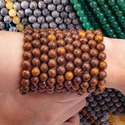 Goldgefächerter Jade, Runde Perle, Naturkristall, Edelstein, Locker-Perlenstränge für die Schmuckherstellung