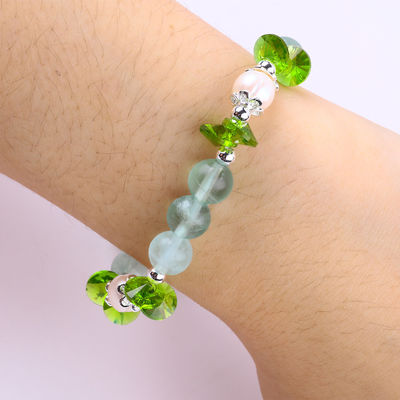 8MM Halbpreisgestein Fluorit mit lila Melodie Schnitzerei Stretch Armband zum Geschenk