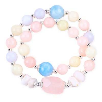 Morganit Handgemachte DIY Doppelschicht Naturkristall Vielfältiges Rundes Perlen Armband zum Geschenk