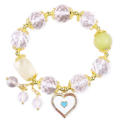 Natürlicher weißer Kristall Einzelkreis Elastischer 14MM Vielfältiges Runder Perlen Armband Für Meditation