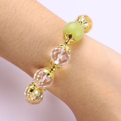 Natürlicher weißer Kristall Einzelkreis Elastischer 14MM Vielfältiges Runder Perlen Armband Für Meditation