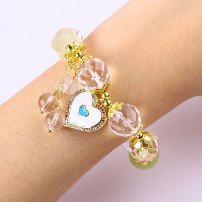 Natürlicher weißer Kristall Einzelkreis Elastischer 14MM Vielfältiges Runder Perlen Armband Für Meditation