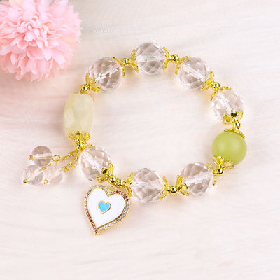 Natürlicher weißer Kristall Einzelkreis Elastischer 14MM Vielfältiges Runder Perlen Armband Für Meditation