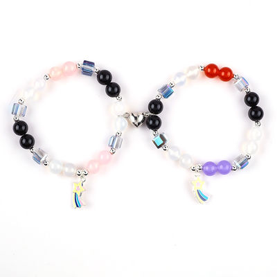 8mm Farb-Naturkristall Freundschaft Schmuck Abstand Armband Herzen Magnete Armband zum Geschenk