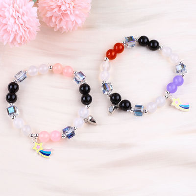8mm Farb-Naturkristall Freundschaft Schmuck Abstand Armband Herzen Magnete Armband zum Geschenk