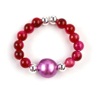 4mm Handgemachter Edelstein Perlenring Verstellbar elastischer Rose Rottiger-Auge Steinring für die Party tägliches Tragen