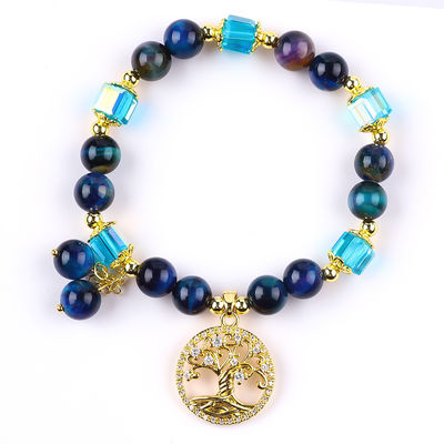 Heilende natürliche Kristall 8mm Regenbogen Tiger Auge Baum des Lebens Perlen Armband für tägliches Tragen