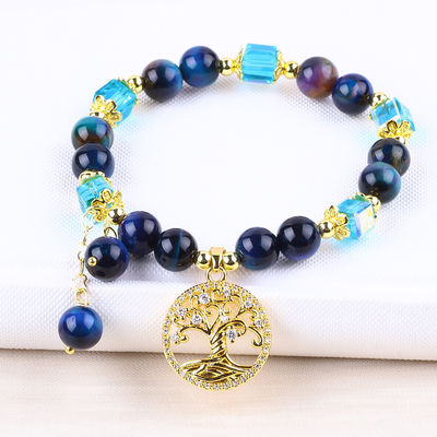 Heilende natürliche Kristall 8mm Regenbogen Tiger Auge Baum des Lebens Perlen Armband für tägliches Tragen