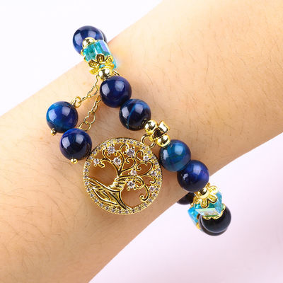 Heilende natürliche Kristall 8mm Regenbogen Tiger Auge Baum des Lebens Perlen Armband für tägliches Tragen