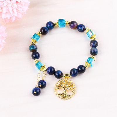 Heilende natürliche Kristall 8mm Regenbogen Tiger Auge Baum des Lebens Perlen Armband für tägliches Tragen