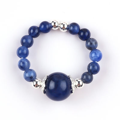 4mm Handgemachter Edelstein Perlenring Verstellbarer elastischer Sodalite-Steinring Für das tägliche Tragen