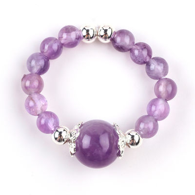 4mm Handgemachter Edelstein Perlenring Verstellbarer Elastischer Amethyst-Steinring Für das tägliche Tragen