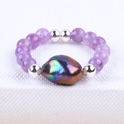 4mm Handgemachter Edelstein Perlenring Verstellbarer Elastischer Sodalit Steinring Mit Peel Charme Für die Party täglich zu tragen