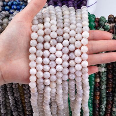 8mm Weiße Verrückte Spitze Agat Loose Perlen OEM ODM Für DIY Handwerk
