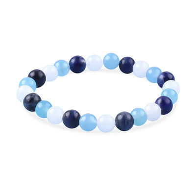 Klarer Quarz / Sodalit / Blauer Chalcedon 8mm Positive Energie Kristall Perlen Armband