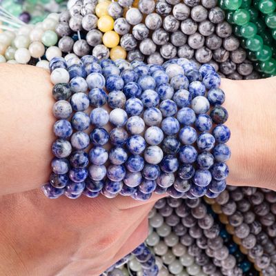 Spirituelle natürliche blaue Punkte Stein 8mm runde lose Perle für handgefertigte Schmuck und Schlüsselbund