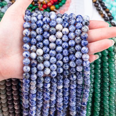 Spirituelle natürliche blaue Punkte Stein 8mm runde lose Perle für handgefertigte Schmuck und Schlüsselbund