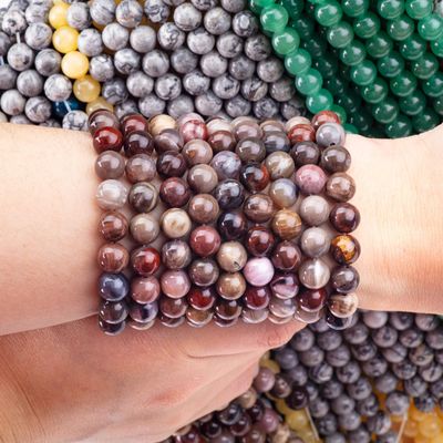 8 mm Holz Jaspisch Echtkristallstein Runde Locker Perlen für handgefertigte Perlen Schmuck