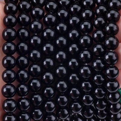 Natürliche Kristallschwarze Obsidian 8MM Runde Loose Edelstein Perle für DIY Schmuck