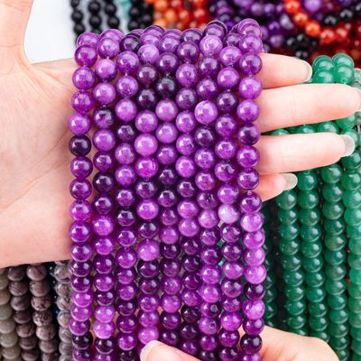8 mm dunkelviolettes Jade Edelstein Perlen Heilende Kristallstein Perlen für Schmuck