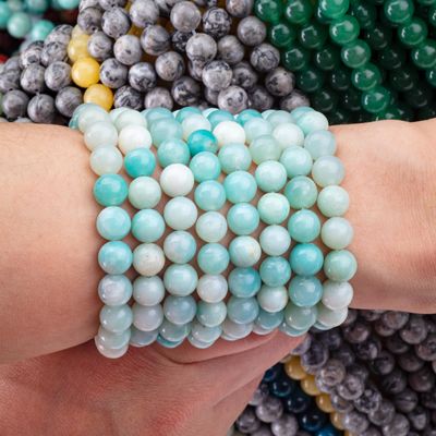8mm Blauer Amazonit Edelstein Perlen Heilende Kristallstein Perlen für Schmuck