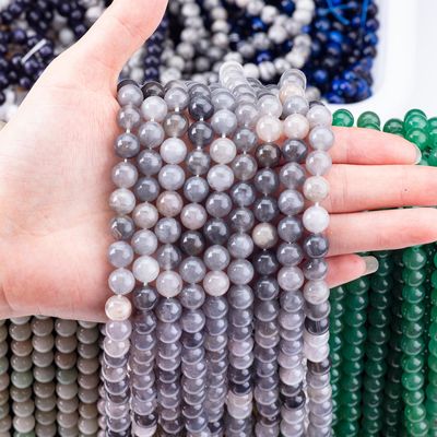 Graue Wolkenquarz Loose Bead Strands Semi-Edelstein Naturkristall Edelstein für DIY Schmuckherstellung