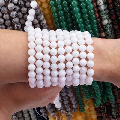Weiße Jade Loose Bead Strands Semi-Edelstein Naturkristall Edelstein für DIY Schmuckherstellung