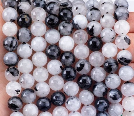 Loose Bead Strands Schwarz Rutilierte Quarz Halbedelstein Naturkristall Edelstein für DIY Schmuckherstellung