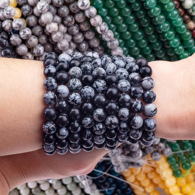 8mm schwarze Schneeflocke Obsidian Edelstein Perlen Heilende Kristallstein Perlen für Schmuck