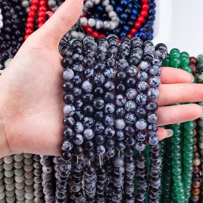 8mm schwarze Schneeflocke Obsidian Edelstein Perlen Heilende Kristallstein Perlen für Schmuck