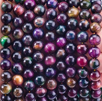 Natürlicher Kristall Edelstein Regenbogen Tiger-Auge Loose Bead Strands Halb-Edelstein für DIY Schmuck