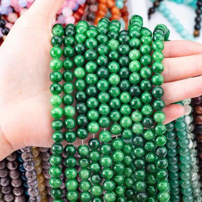 Natürliche Kristalldunkelgrüne Jadeit 8MM Runde Locker Perlen Edelstein Perlen Für DIY Schmuckherstellung