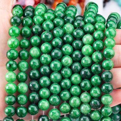 Natürliche Kristalldunkelgrüne Jadeit 8MM Runde Locker Perlen Edelstein Perlen Für DIY Schmuckherstellung