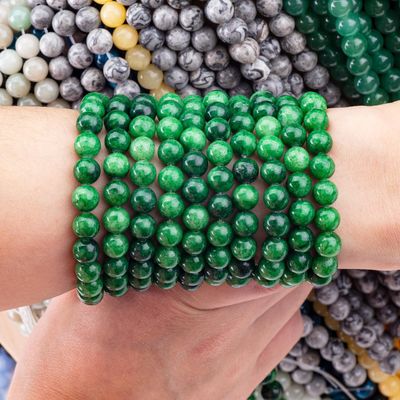 Natürliche Kristalldunkelgrüne Jadeit 8MM Runde Locker Perlen Edelstein Perlen Für DIY Schmuckherstellung