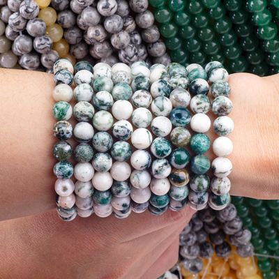 8mm Baum Achat Edelstein Perlen Heilende Kristallstein Perlen für Schmuckherstellung