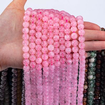 Natürlicher Kristall Edelstein Rose Quarz Loose Bead Strands Halbedelstein für die Schmuckherstellung