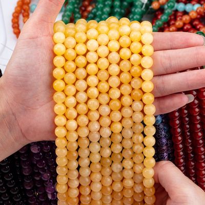 Creme Yellow Jade Naturkristall Edelstein Loose Bead Strands Semi-Edelstein für die DIY Schmuckherstellung