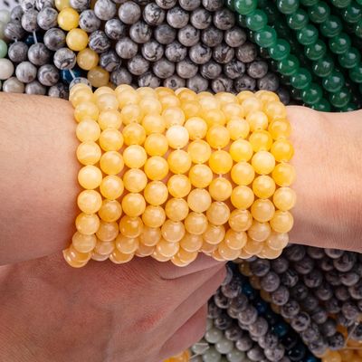 Creme Yellow Jade Naturkristall Edelstein Loose Bead Strands Semi-Edelstein für die DIY Schmuckherstellung
