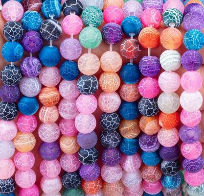 Regenbogen-Wetter-Agate Locker-Perlenstränge Halb-Edelstein Matt Frosted Cracked Agate für die DIY Schmuckherstellung