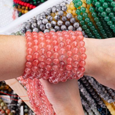 Rose Cherry Quarz Loose Bead Strands Semi-Edelstein Wassermelone Rot Quarz für die Schmuckherstellung