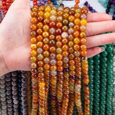 Spirituelle natürliche dunklere gelbe Drachenagate 8MM runde lose Perle für handgefertigte Schmuck und Schlüsselbund