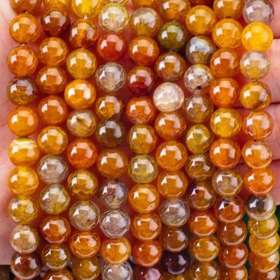 Spirituelle natürliche dunklere gelbe Drachenagate 8MM runde lose Perle für handgefertigte Schmuck und Schlüsselbund
