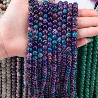 Schillernde Wetteragate Loose Bead Strands Semi-Edelstein Cracked Agate für DIY Schmuckherstellung