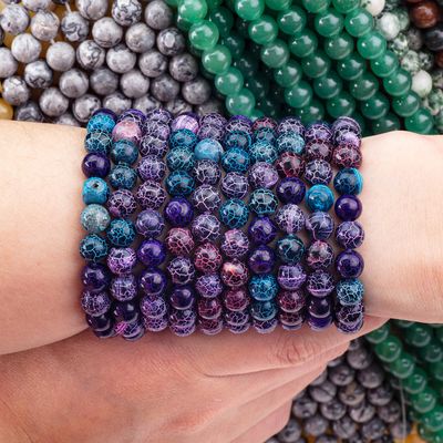 Schillernde Wetteragate Loose Bead Strands Semi-Edelstein Cracked Agate für DIY Schmuckherstellung