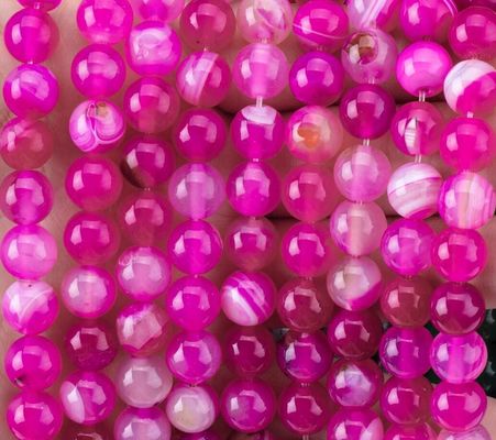 Natürliche Fuchsia-Streifen-Agat-Löse Perlenstränge zur Schmuckherstellung