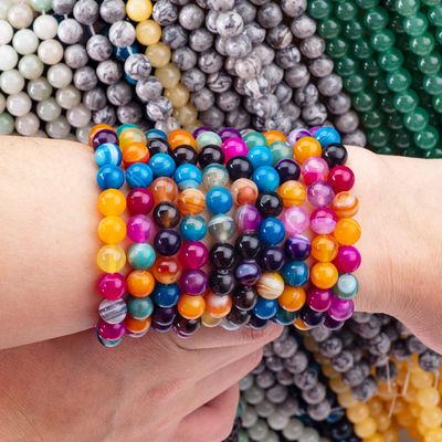 Regenbogen abgestreift Agat Loose Bead Strands Semi Edelstein für DIY Schmuckherstellung